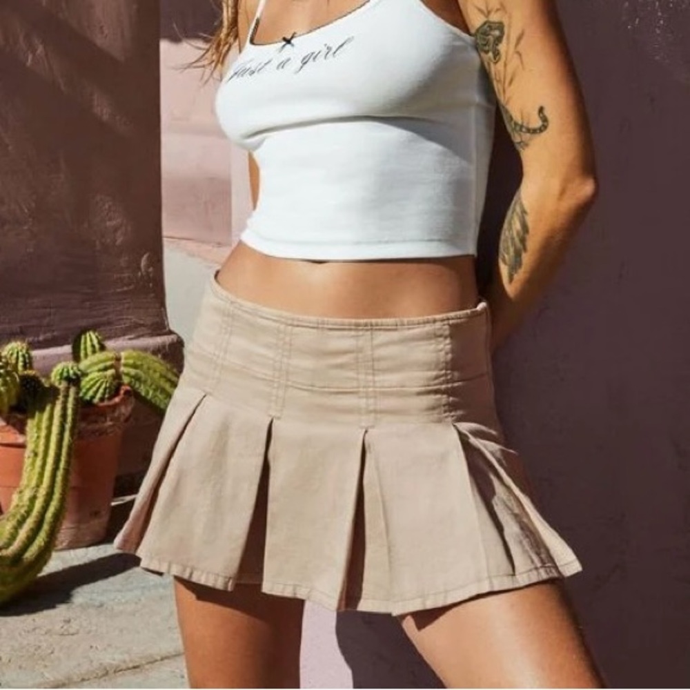 Tan Pleated Skirt